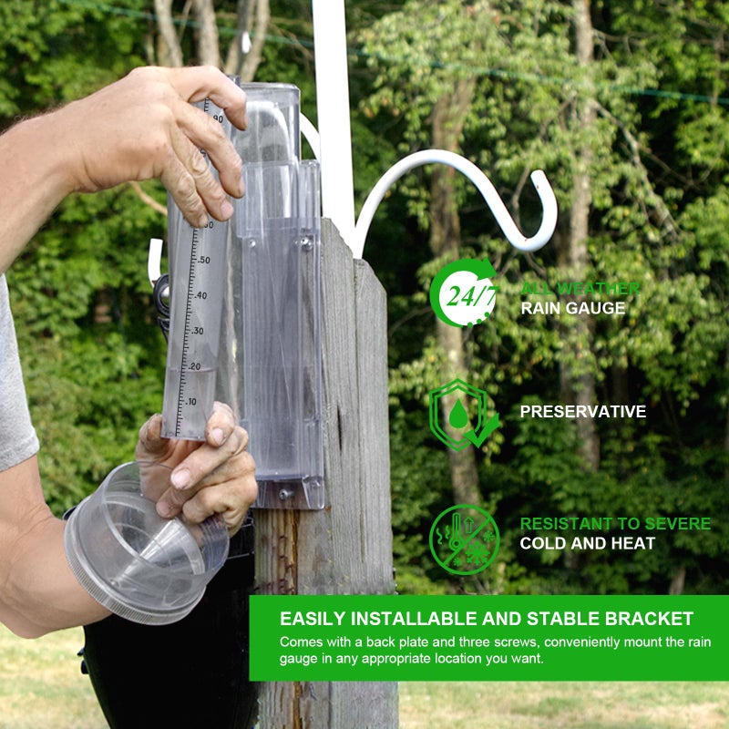 Holdly Precise Rain Gauge with Mounting Bracket  Outdoor Rain Gauge Accurate to 1/100th of an Inch  Made of UV and Heat Resistant Polycarbonate Material for All Weather Conditions - Image 2